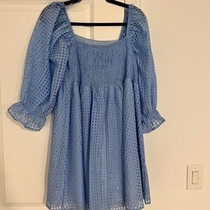 Blue Puff Sleeve Dress